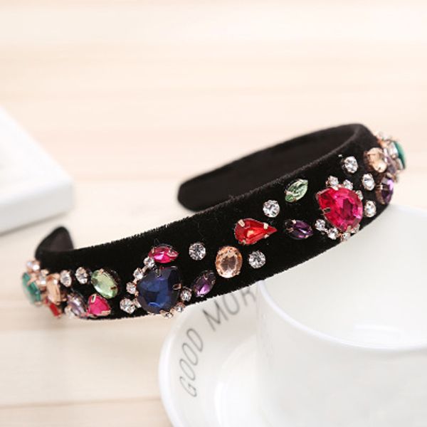 

women handmade wedding bride velvet pearl crystal hairband rhinestone bezel elegant crown headbands hair headwear