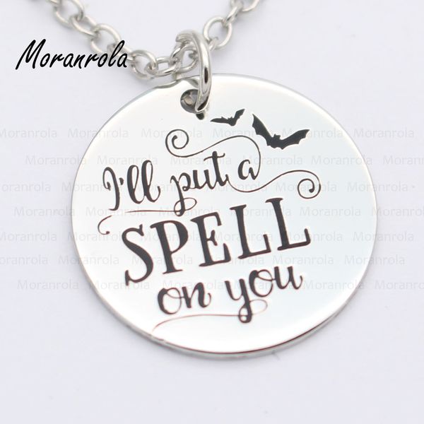 

new arried" i put a spell on you"copper necklace keychain,charm halloween jewelry spooky witch, broom necklace hat bat spider, Silver