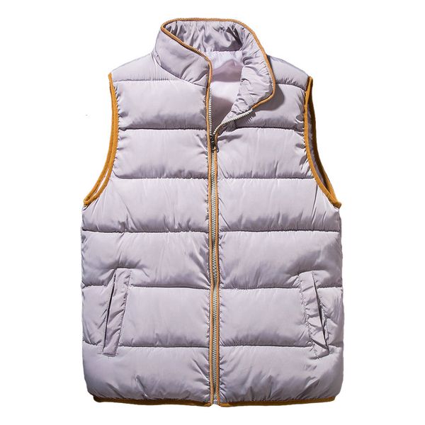 

mens sleeveless parka jacket cotton new winter warm vest solid color thick male casual vest coats jaqueta masculino inverno, Black