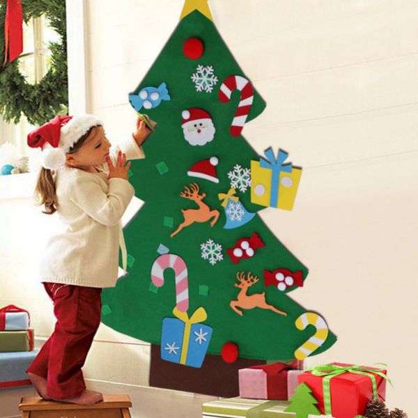 

diy felt christmas tree set with 26 removable ornaments xmas hand craft decorations door wall children gifts new year pro