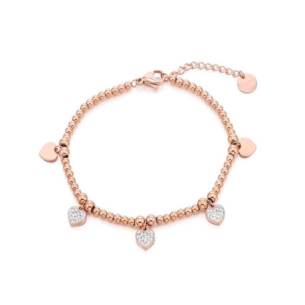 

stainless steel small heart star charm bracelet for women rose gold beads chain bracelet girls fashion jewelry mujeres pulsera, Golden;silver