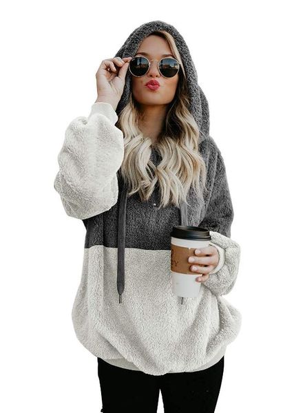 

осень и зима 2020 новый лоскутная цветовой контраст rope hooded coat, Black