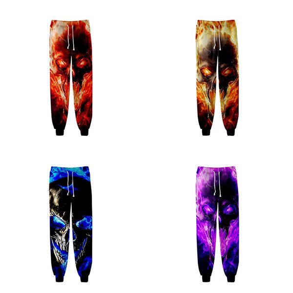 

fashion cool hip hop flame skull 3d joggers harem pant men women long loose trousers sport homme 3d fitness pants sweatpants 4xl, Black