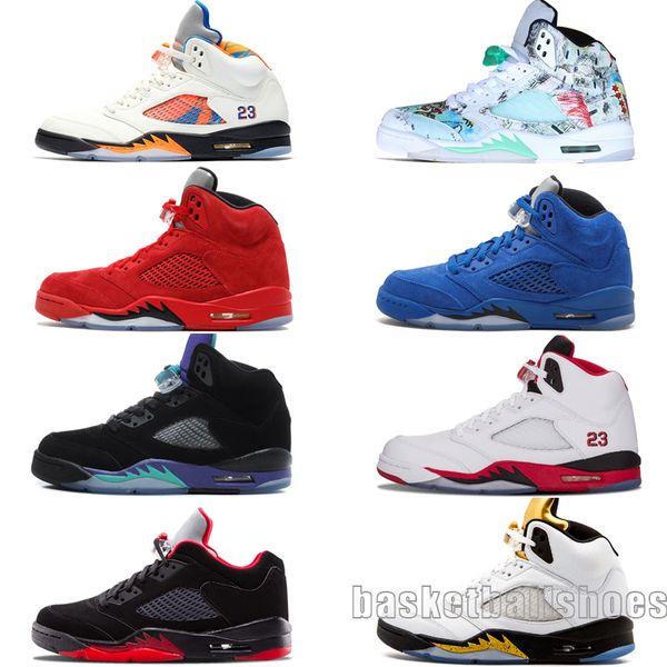 

2020 new 5 5s wings international flight mens basketball shoes red blue suede og metallic black oreo men sports sne