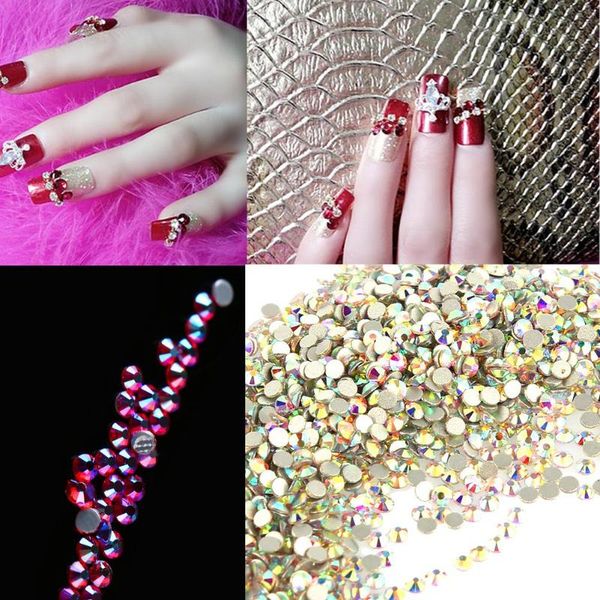 

1440p ss6 8 10 crystal glass non fix rhinestones for nails nail art diy, Silver;gold