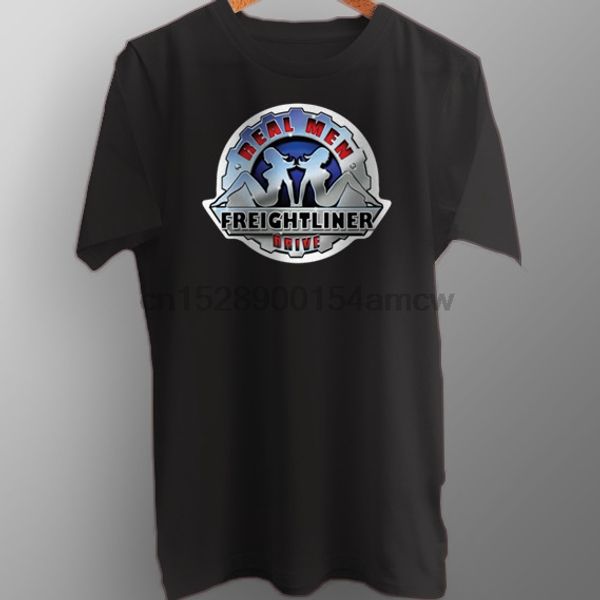 

real men drive freightliner truck new cotton t-shirt, White;black