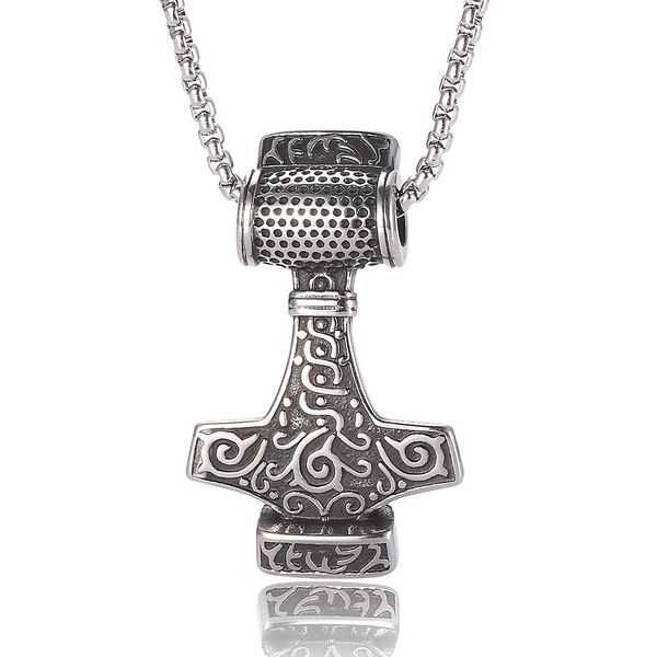 

european and american fashion retro style hammer pendant luxury designer jewelry men's necklace birthday gift 7-sp0049, Silver
