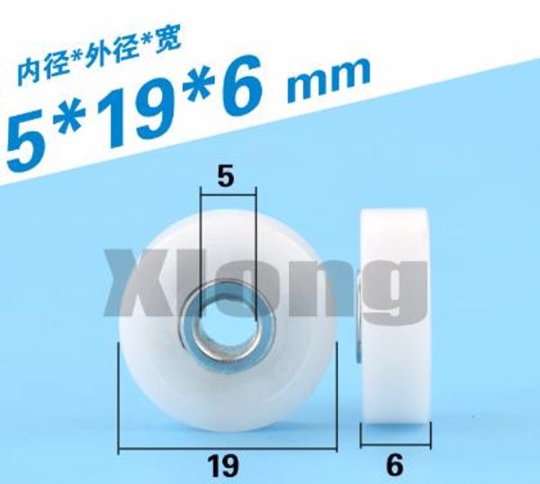 

10pcs 5 * 19 * 6mm flat wheel driven passive wheel furniture drawer plastic bearing showcase bearing pulley