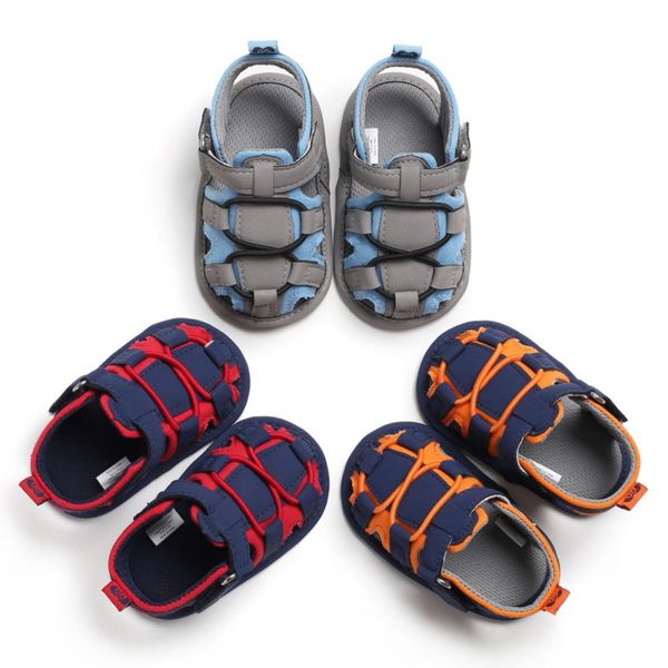

summer baby boys sandals soft sole anti kids baby sandals breathable pu children toddler shoes, Black;red