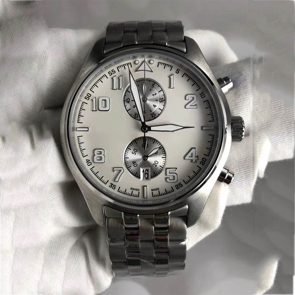 

luxusuhr uhren blue pilot watch 42mm men brand designer watches gun black strap man wristwatch montre de luxe, Slivery;brown