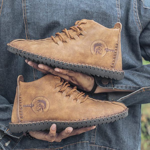 

2019 winter shoes men warm boots men fur split leather wterproof ankle snow boots lace-up comfortable new big size cj191205, Black