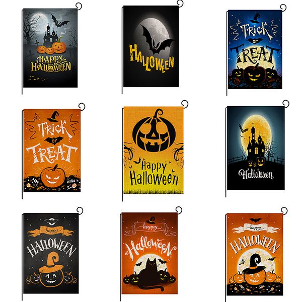 

203 styles halloween pattern flag double-sided print garden decoration flag outdoor flags for pumpkin ghost bat flower banner flags wx9-1521