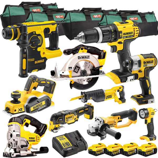 

Dewalt 18v xr cordle li ion 10pc mon ter kit 4 x 5 0ah batterie charger