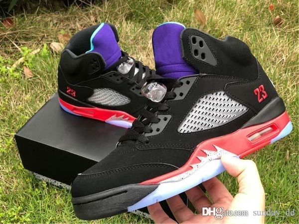 

high air authentic 5 3 basketball shoes retro black emerald fire red 5s man sports sneakers cz1786-001 with box