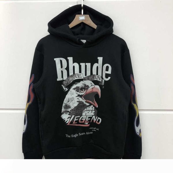 

мужская дизайнерская толстовка rhude кофты уличная толстовки пуловер повседневная хип-хоп стиль цвет черный азиатский размер m-xl, Black