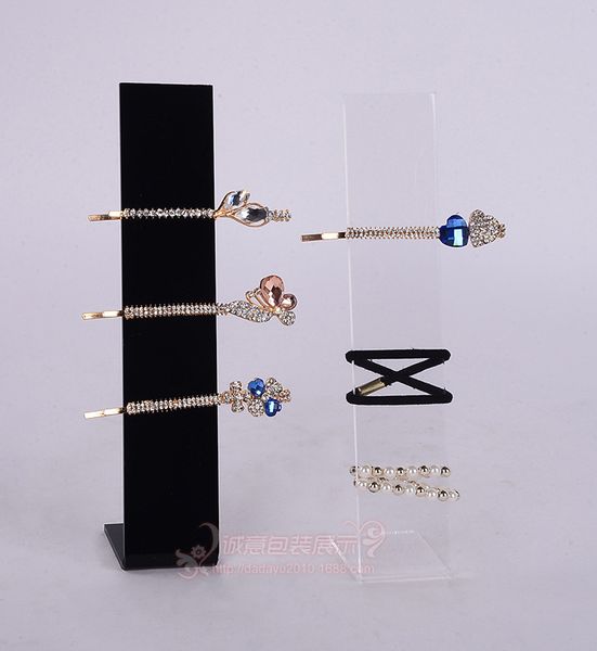 

[ddisplay] acrylic hair clips holder display transparent/black bobby pin storage holder classic barrettes organizer display, Black;white