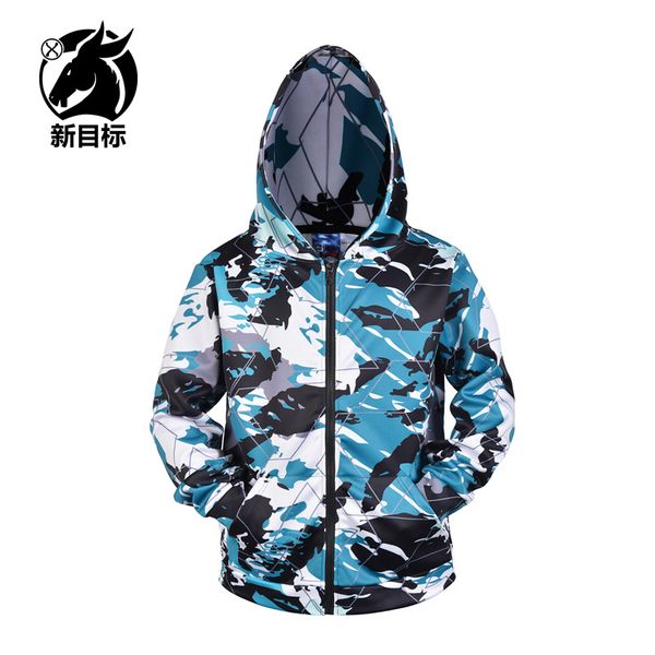 

ins autumn and winter hooded zipper hoodie camouflage printed coat long sleeve couples celebrity style oversize off-the-shoulder, Black