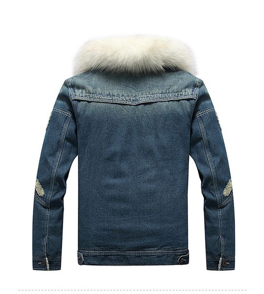 

thick plus collar warm size fur jacket jacket fashion faux jeans coats designer casual denim winter soohe, Black