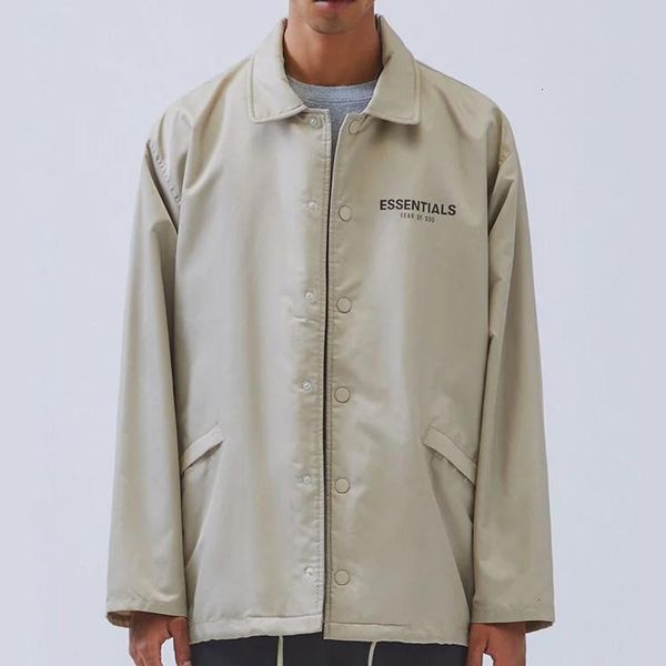 

fog fear of god essentials button single breasted jacket windbreaker men women casual street coat spring autumn outwear hfhljk053, Black;brown