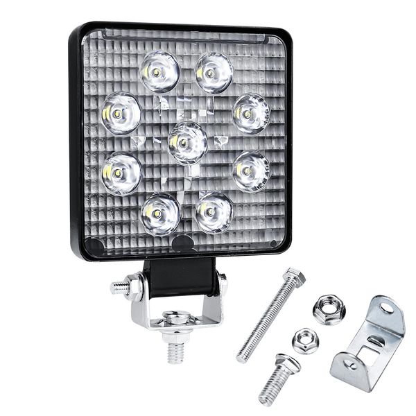

2pcs square 27w led work light 12/24v off road flood spot lamp for car/truck/suv