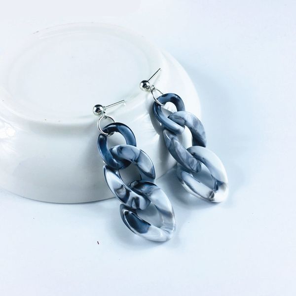 

zchlgr new fashion earrings punk simple black white long section tassel pendant size circle earrings for ladies gifts wholesale, Silver