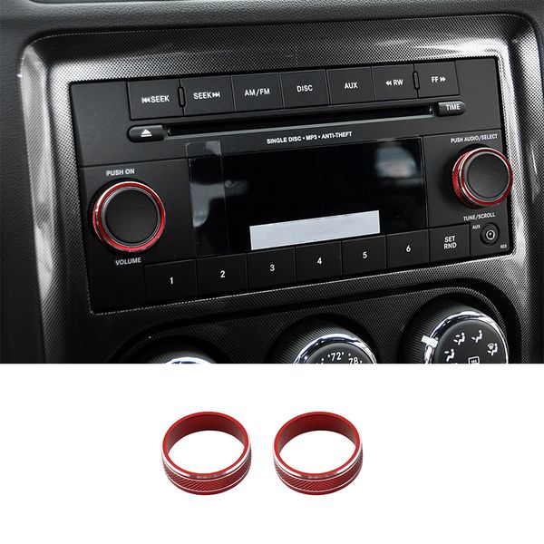 Red CD Switch Knob Trim Ring Cover per Dodge Challenger Small screen 2009-2014 Accessori per interni auto