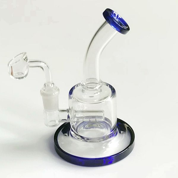 Mini impianti di perforazione per olio Dab Rig Inline Perc Narghilè Tubi per acqua Giunto femmina da 14 mm con banger al quarzo da 4 mm Bong in vetro spesso 5 mm