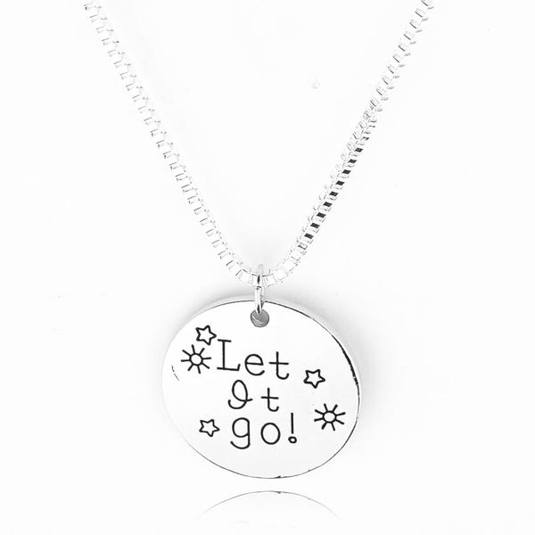 

2019 stamping necklace "let it go" letter charms pendants necklaces fashion jewelry women gift boy girl zj-0903500, Silver