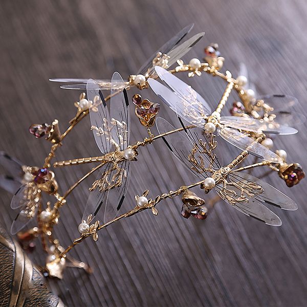 

baroque crown three layer dragonfly bridal hair accessories the new wedding crown beauty crowns and tiaras bridal headband c18112001, Slivery;golden
