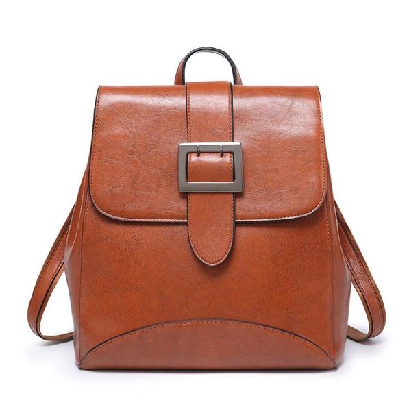 

glossy wax pu lady backpack, rucksack style can convert to shoulder bag