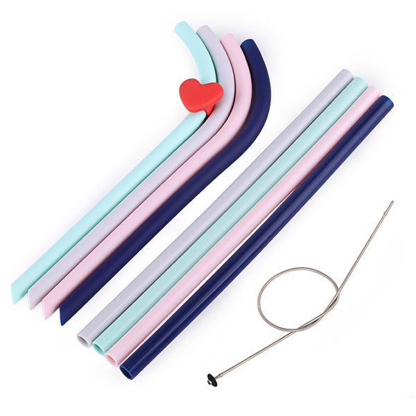 

reusable folding drinking straws portable cleaning brush travel bar drink juice straw travel home kitchen bar accessories