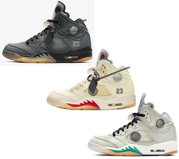 

2020 new 5 ow white black grey cream 3m reflective basketball shoes men 5s sports sneakers with box