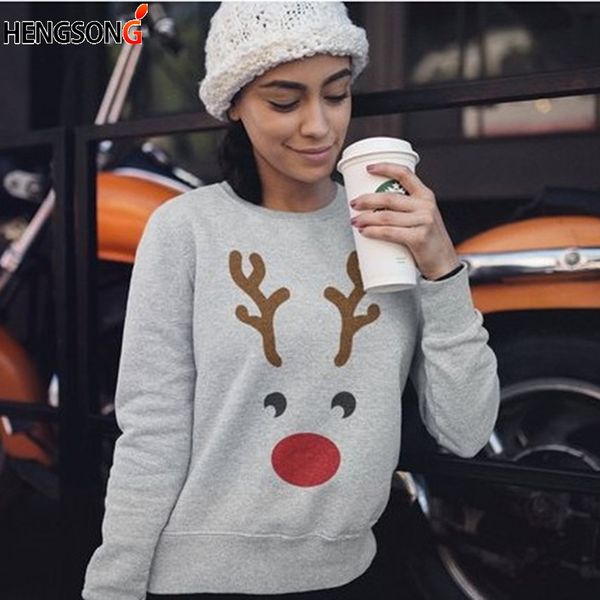 

christmas sweatshirt deer printed hoodies pullovers hip hop hoody casual long sleeve outfit harajuku women hoodies, Black