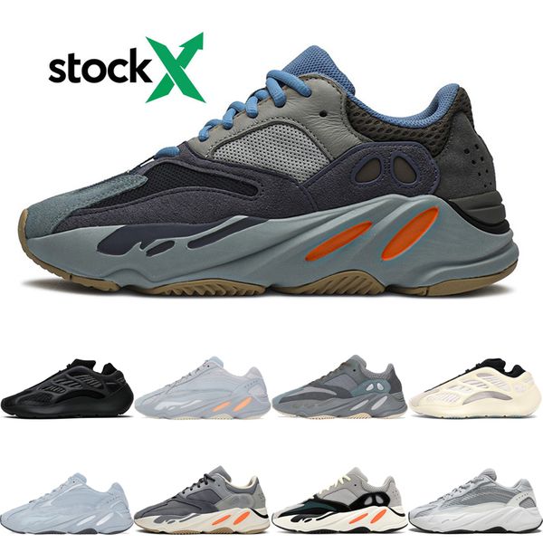 

azael alvah 700 v3 kanye running shoes for men women carbon blue magnet inertia reflective solid grey mens sneakers sports trainers