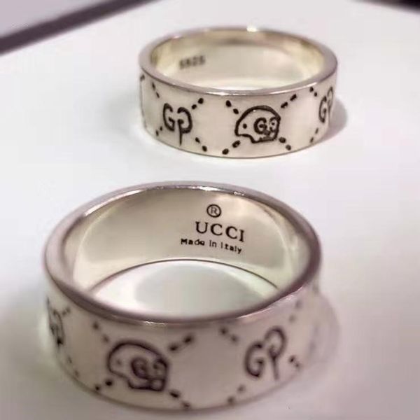 

s925 silver skull retro couple designer ring luxury designer jewelry women rings