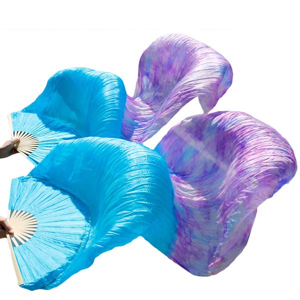 

belly dance fan 1 pair handmade dyed silk dance fan chinese silk 100% real silk/imitation veil, Black;red