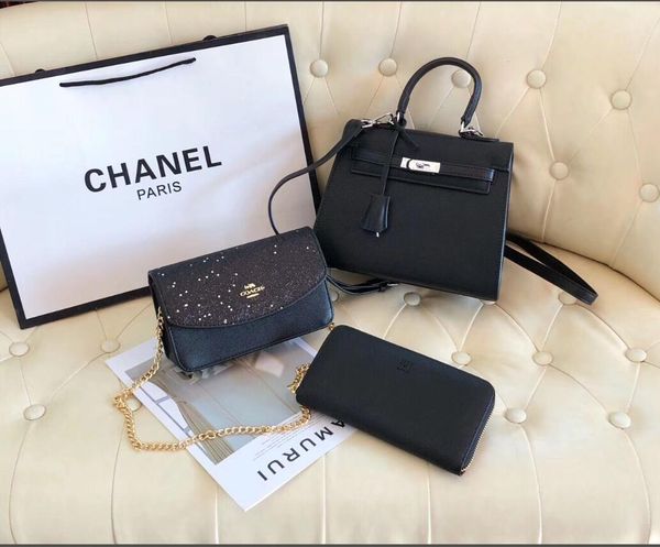 

2019 three-piece designers luxury handbag wallet crossbody bag casual leather handbag crossbody bag femaletote new -11