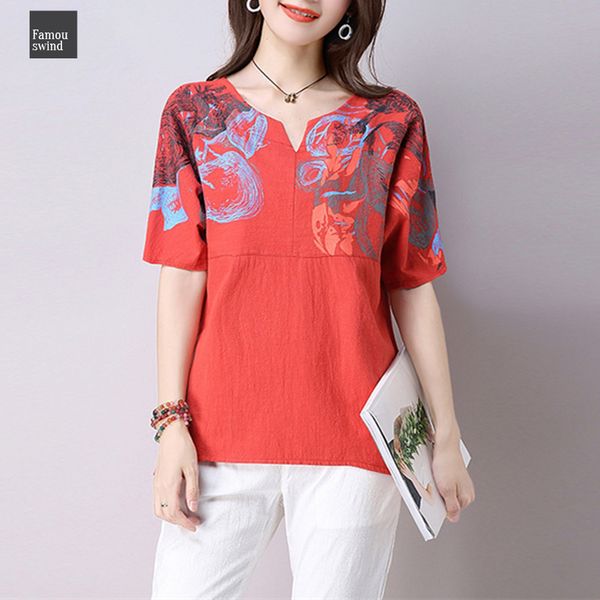 

casual women blouse autumn cotton linen print blouse batwing sleeve shirts blusas femininas plus size loose women, White