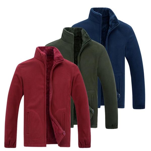 

5 Colors Mens Fleece Jacket XL-8XL Winter Outdoor Wears Stand Collar Windbreak Coat Slim Outfit for Male Free Shipping