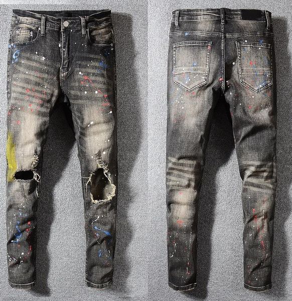 

fashion wild mens designer spring new couple men pop jeans trend casual boutique man solid color jeans, Blue