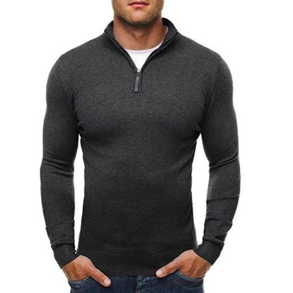 

mens sweaters zip neck turn down collar knitwear jumper sweater pullover long sleeve asian size