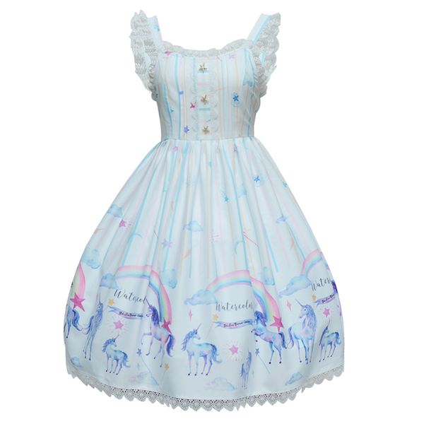 

summer's new teen unicorn jsk princess lolita dress, Black;red