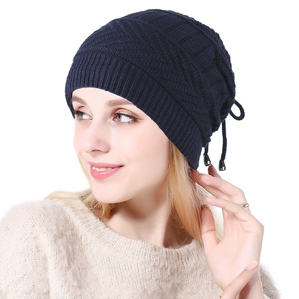 

knit beanie hat plus velvet thicken winter hats woman warm cap knitted winter hat elegant beanie women skullies beanies, Blue;gray