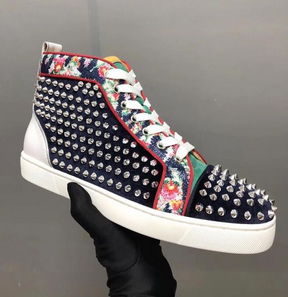 

2019 ace red bottom designer studded spikes flats casual shoes shoes for mens and womens party lovers genuine leather sneakers s01, Black