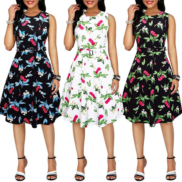 

spring and summer retro hepburn lapel slim dress printed dress, Black;gray