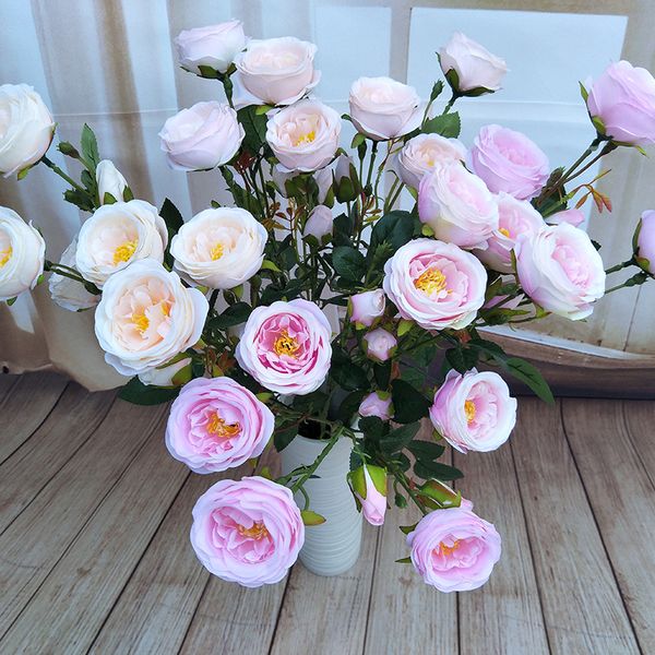 

1pc/6 heads peony artificial flower for wedding banquet home decoration bride holding flowers high simulation silk flower