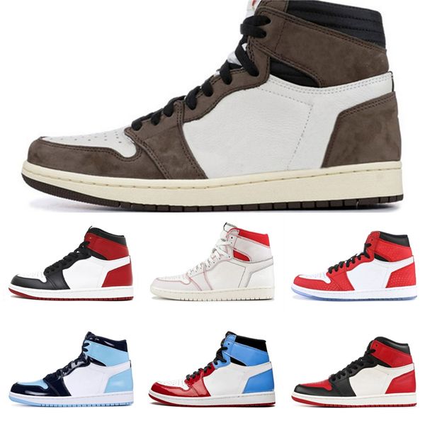 

mens women basketball shoes jumpman 1 high og 1s banned obsidian game royal athletics sneaker 3 men sport trainer #324