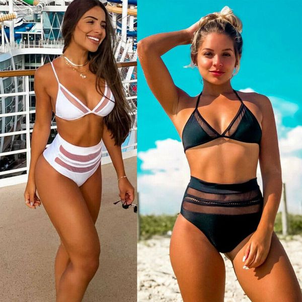 

women high waisted bikini set push up padded swimsuit swimwear bathing bra for lady