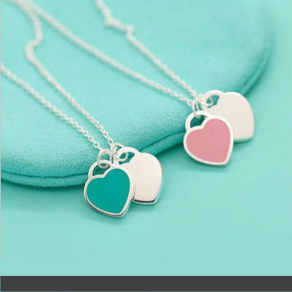 

2020 s925 стерлингового серебра ювелирные изделия синий персик сердце ожерелье дизайнер ожерелье роскошные дизайнерские ювелирные изделия же, Silver