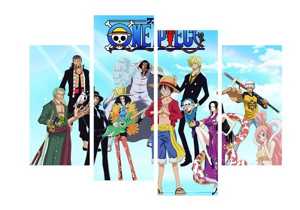 

4pcs/set unframed onepiece great figures anime poster print on canvas wall art picture for home and living room decor